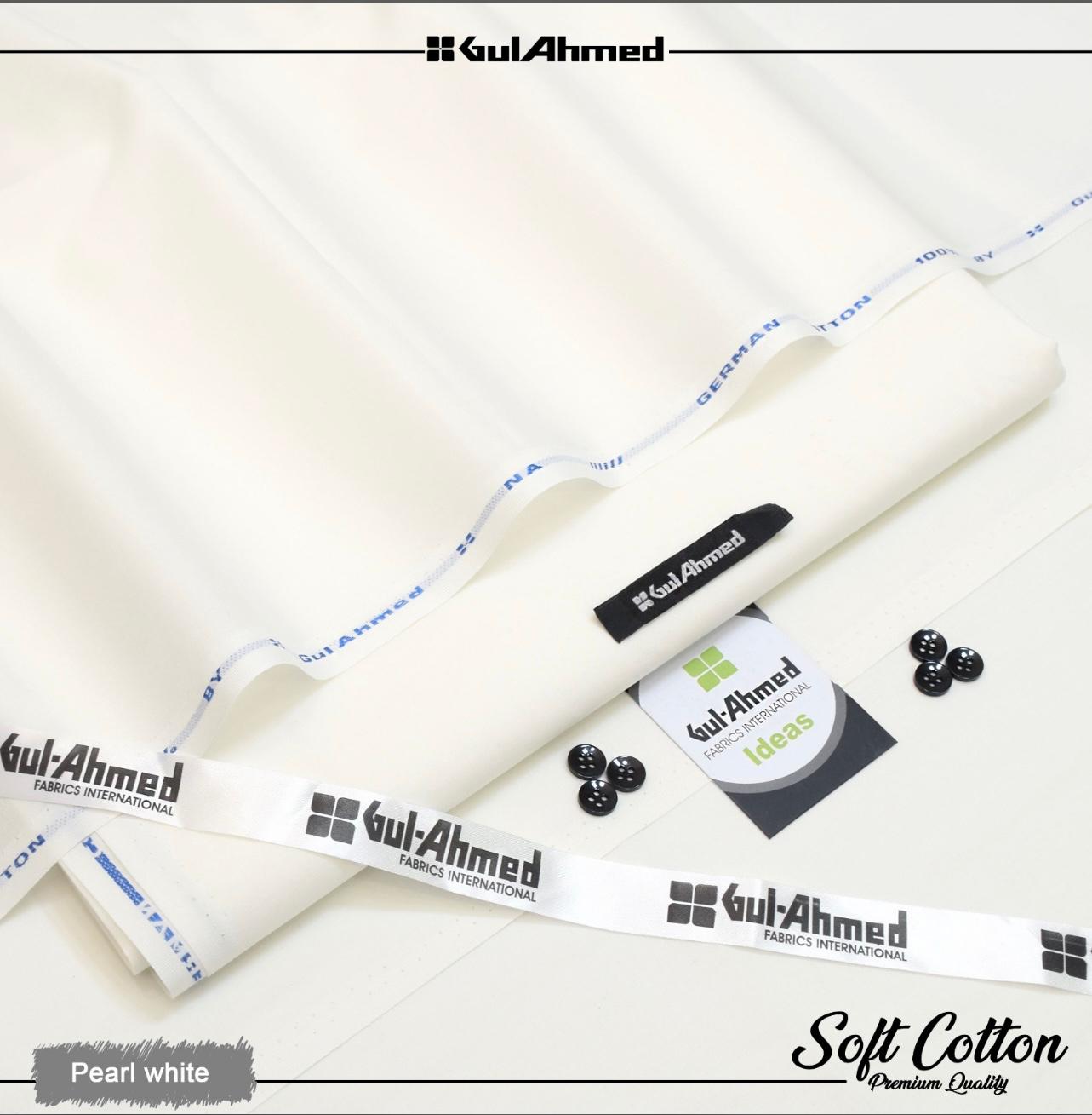 Gul Ahmed 100%Cotton-Off White-Unstitched Men's Wear | Best For Summer
