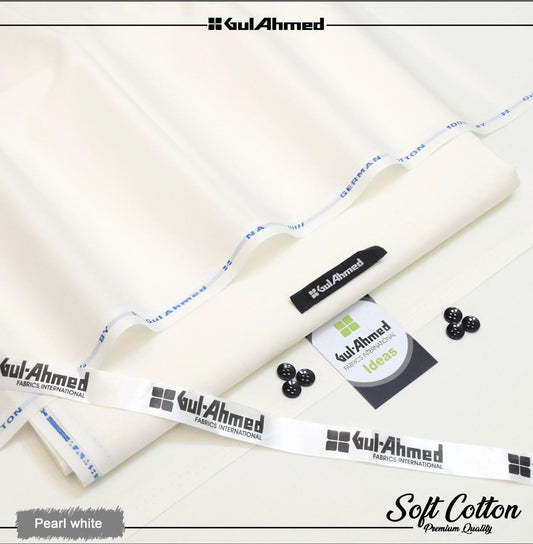 Gul Ahmed 100%Cotton-Off White-Unstitched Men's Wear | Best For Summer