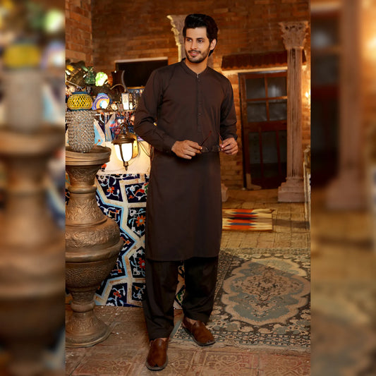 Phantom blended Dark brown-Unstitched Men's Wash & Wear