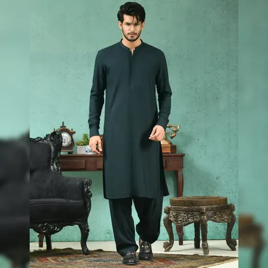 Phantom blended Green-Unstitched Men's Wash & Wear